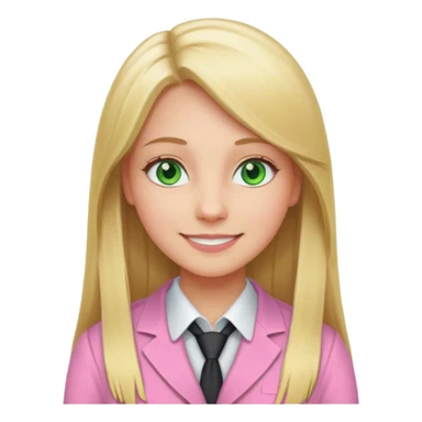 Green eyes office girl with straight long blonde hair barboe sticker