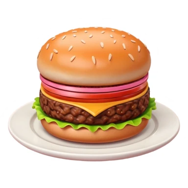 A 3D cartoon portion of minced meat shaped like a burger patty on a plate, soft lighting, Memoji-style. sticker