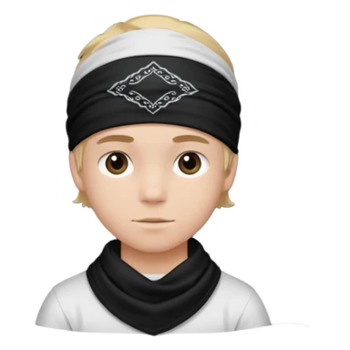 Make a boy wearing black bandana with some design on it  sticker