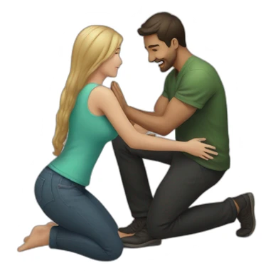 Man on knees facing woman sticker