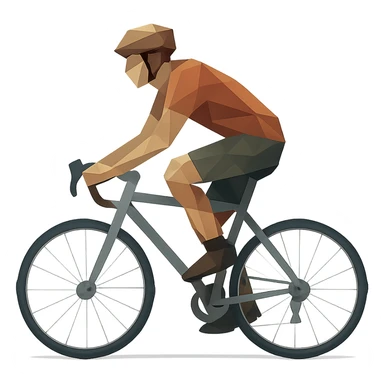 low-poly polygonal style person riding a bike sticker