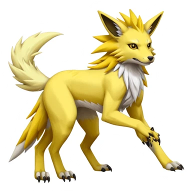 Feral Raikou-Jolteon-Renamon-Zeraora-Vernid-Sergal-fusion-hybrid-creature, full body  sticker