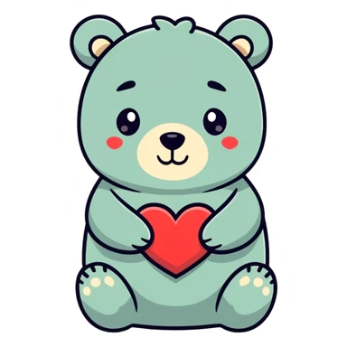 A little bear thats holding a heart  sticker