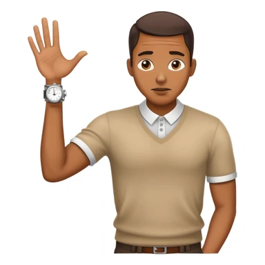 African American shrugging with watch on  sticker