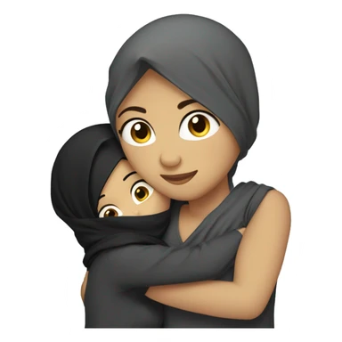 hijabi girl hugging boy with short black hair sticker