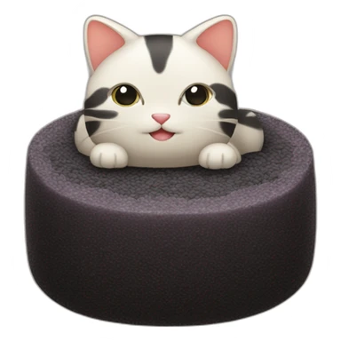 black rice cake mochi cat sticker