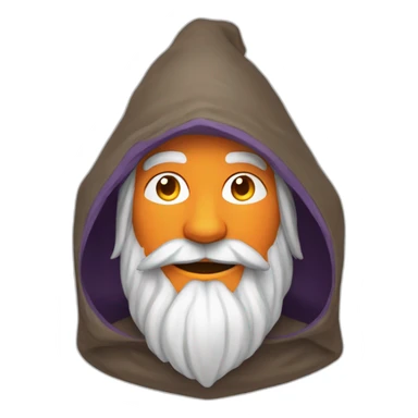 portrait smiling of a wizard style of Merlin, with orange gat sticker