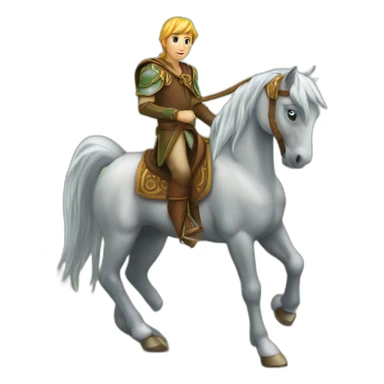 Elfe chevauchant un cheval sticker