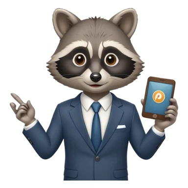 business raccoon in suit giving a PowerPoint presentation sticker
