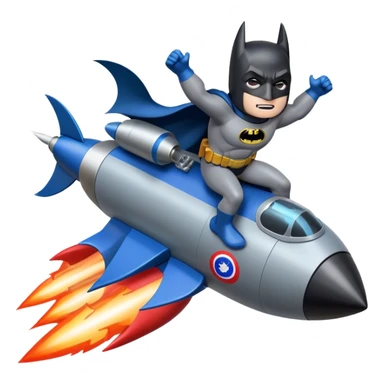 batman france riding a rocket ship boom! sticker