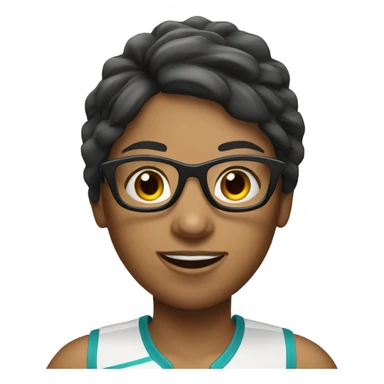 Tennis player female dark hair glasses  sticker