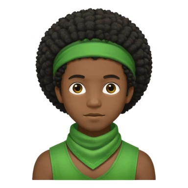 cute black male, afro hairstyle, green bandana sticker