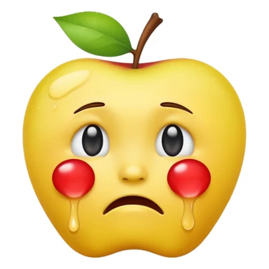 Yellow apple emoji crying for real sticker