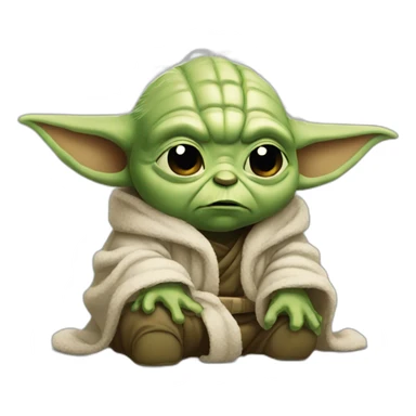 Crying yoda fluffy fat tears sticker