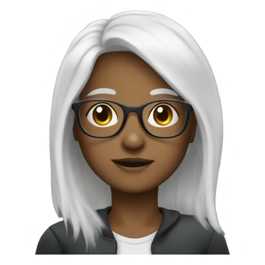 white haired girl with glasses sticker