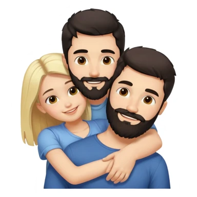 tall dark-haired bearded male cuddling his short blonde girlfriend both smiling sticker