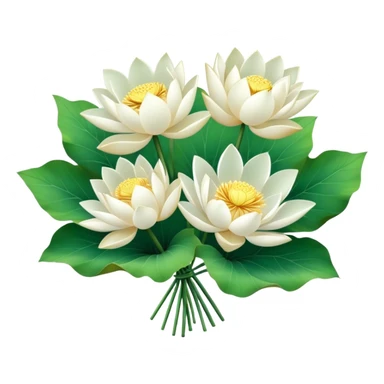 bouquet white lotus,stem, lotus leaf sticker