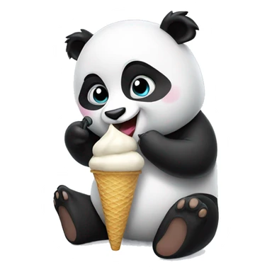 Panda eating ice cream sticker