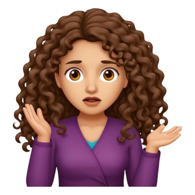 Latina woman with long curly hair shrugging confused  sticker