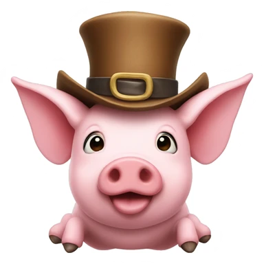 flying pig in a hat sticker