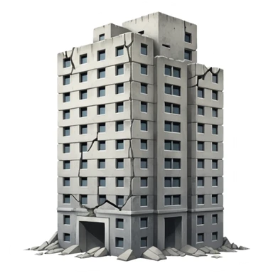 A high-rise building that is cracking and collapsing sticker