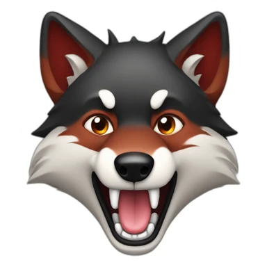 Red and black  Wolf innocent face mouth open and smile  sticker
