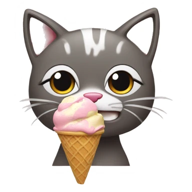 A little cat eating ice cream sticker
