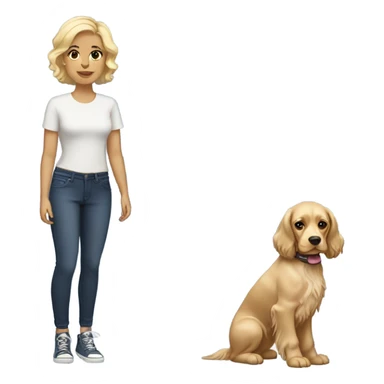 brunette girl short hair with blonde cocker spanielemoji
 sticker