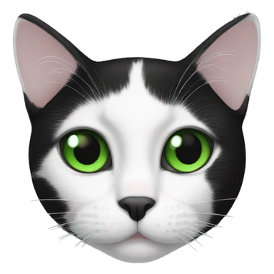 Black and white cat with green eye sticker