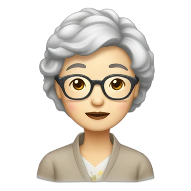 Chinese senior lady wear glasses with sleepylooks sticker