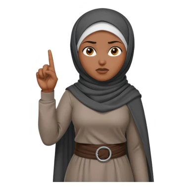 сердитая черная женщина мусульманка в полный рост   показывает рукой в право  sticker