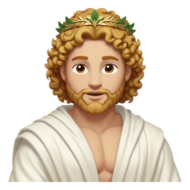 Cinematic Realistic Hercules Portrait, head tilted playfully and inquisitively, showcasing a blend of legendary power and youthful charm with the refined features of Michelangelo's David. His light tan, sculpted skin and thick, curly, golden brown hair—styled with wild majesty—evoke the spirit of the lion-wrestling Hercules. Clad in a softly draped white robe with subtle golden details and adorned with a Greek laurel wreath, his expressive eyes and warm smile capture an approachable yet formidable hero, bathed in gentle natural lighting. sticker