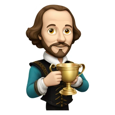 William Shakespeare holds the winner's cup in his hand sticker
