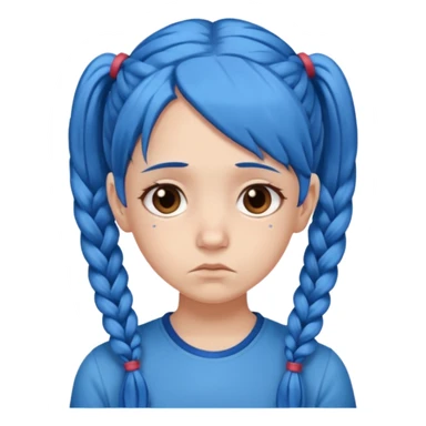 long blue hair girl in pig tails with brown eyes upset sticker