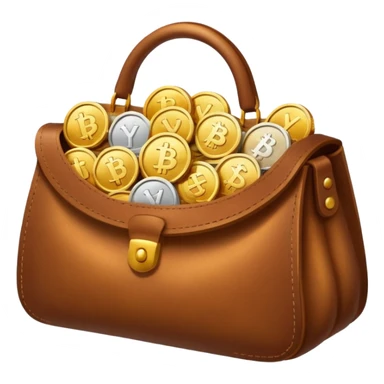 Gradient coins  inside a brown leather bag sticker