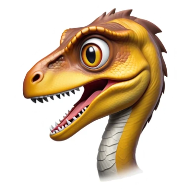 Cinematic Comical jurassic park Velociraptor Portrait Emoji, Head tilted dramatically with an exaggeratedly shocked expression, featuring a sleek, agile form with wide, comically expressive eyes and a quirky, animated snout that brings out its playful side, Simplified yet hilariously expressive features, highly detailed, glowing with a slightly sassy prehistoric glow, high shine, dramatic yet playful, stylized with an air of cheeky dinosaur mischief, soft glowing outline, capturing the essence of a meme-worthy jurassic park Velociraptor that looks ready to side-eye its way into viral fame! sticker