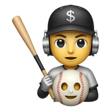 Bomb emoji holding a baseball bat with money sign eyes sticker