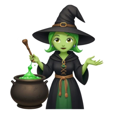 green witch cooking potion sticker