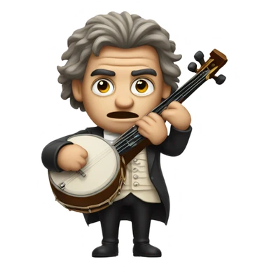 Beethoven looking stern holding banjo sticker