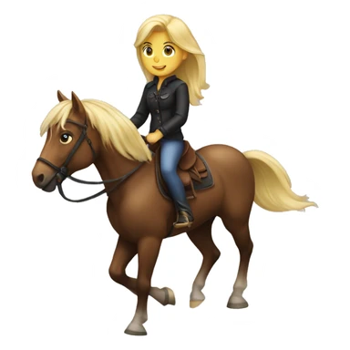 Blonde girl riding horse sticker