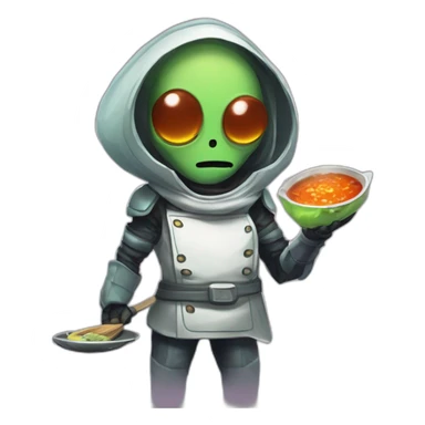 alien chef scifi roguelike rpg style inspired by slay the spire digital art sticker