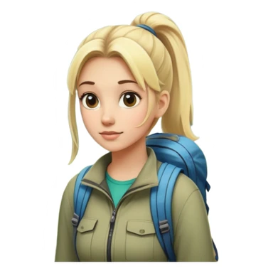 blonde girl with high pony tail hiking in the woods sticker