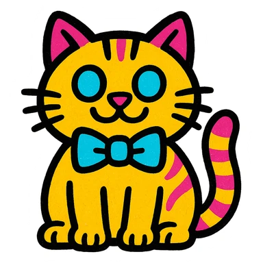 stylized and bold cat sticker