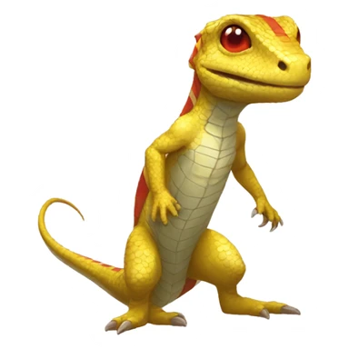 A Yellow Shiny Anthro-Scalie-Lizard-Reptile-Salamandrian-Fakémon with red stripes Full Body sticker