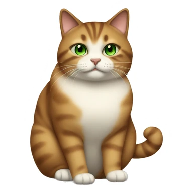 Fat Cat with green eyes brown and beige fur  sticker