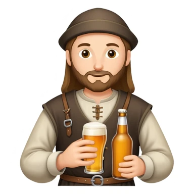 medieval pilgrim with bottle of beer sticker