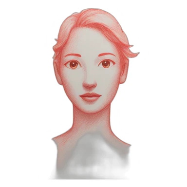 Drawing sketch of woman's figure on paper red crayon sticker