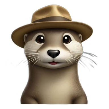 Loutre avec un chapeau sticker