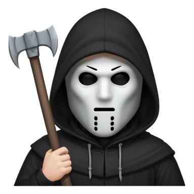 an executioner with a black hood/sheet on his face so we can't see his face but only his eyes and an axe in his hand sticker