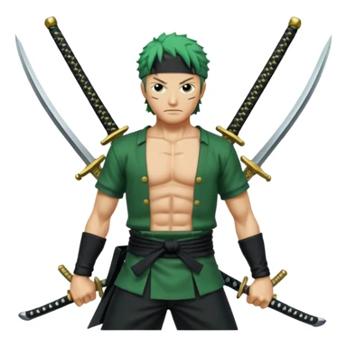 I need zoro 3 sword emoji sticker